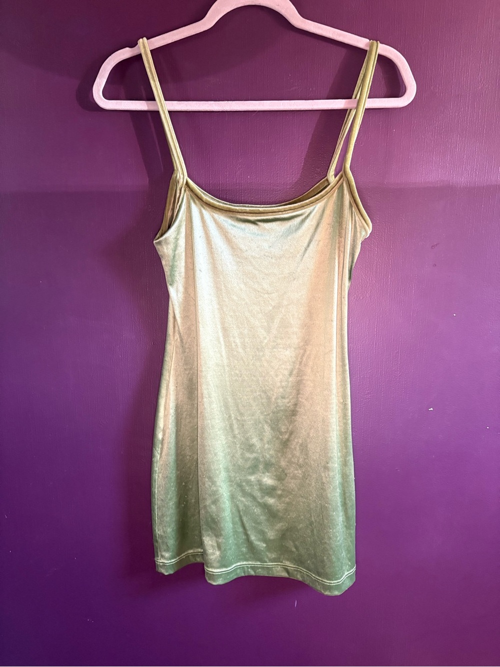 La SENZA Olive Green Velvet Slip Dress
